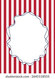 American flags theme frames with whimsical lines, bows, ribbons. Minimalist line borders, postage stamp . Vector template for poster, invitation, card.