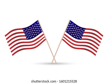 American Flags. Flags of USA. Vector illustration.
