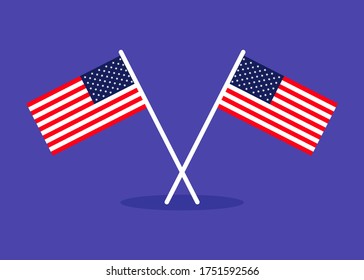 American Flags. Flags of USA. Vector illustration.