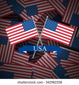 American Flags. Flags of USA. Vector illustration.