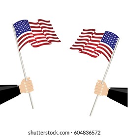 American Flags. Flags of USA. Vector illustration.