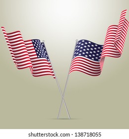 American flags, vector illustration