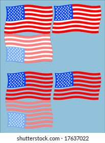 American flags with and without solid background