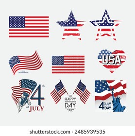 American flat design 4th of july celebration vector illustration_01