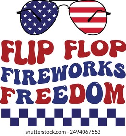 American flip flop fireworks vector