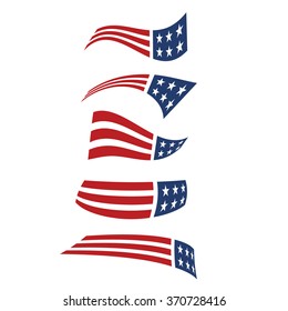 American flying flag logos. Vector design