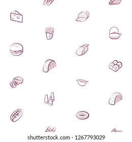 American food, Bakery products, Cheeses and Japanese food set. Background for printing, design, web. Usable as icons. Seamless. Color.