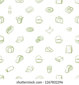 American food, Bakery products, Cheeses and Japanese food set. Background for printing, design, web. Usable as icons. Seamless. Color.