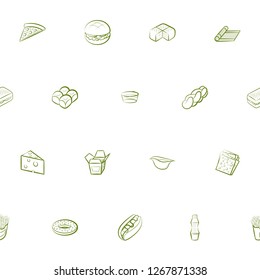 American food, Bakery products, Cheeses and Japanese food set. Background for printing, design, web. Usable as icons. Seamless. Color.