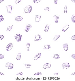 American food, Bakery products, Drinks and Japanese food set. Background for printing, design, web. Usable as icons. Seamless. Color.