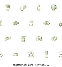 American food, Bakery products, Drinks and Japanese food set. Background for printing, design, web. Usable as icons. Seamless. Color.