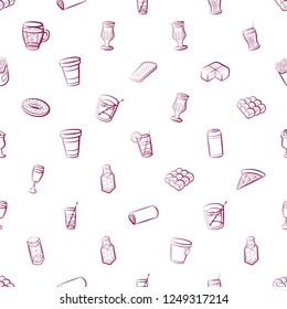 American food, Bakery products and Drinks set. Background for printing, design, web. Usable as icons. Seamless. Color.