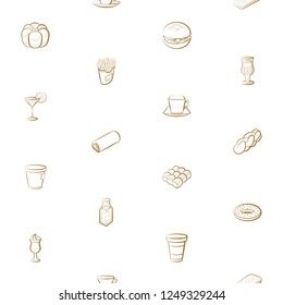 American food, Bakery products and Drinks set. Background for printing, design, web. Usable as icons. Seamless. Color.