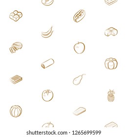 American food, Bakery products and Fruits set. Background for printing, design, web. Usable as icons. Seamless. Color.