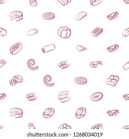 American food, Bakery products, Seafood and Table setting set. Background for printing, design, web. Usable as icons. Seamless. Color.