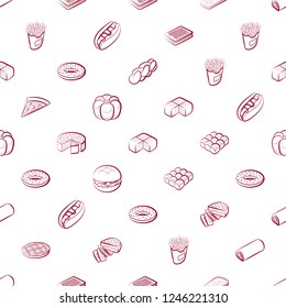 American food and Bakery products set. Background for printing, design, web. Usable as icons. Seamless. Color.