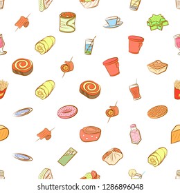 American food, Cheeses, Drinks, Snacks and Table setting set. Background for printing, design, web. Usable as icons. Seamless. Colored.