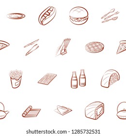 American food, Cutlery, Japanese food and Table setting set. Background for printing, design, web. Usable as icons. Seamless. Binary color.