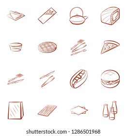 American food, Cutlery, Japanese food and Table setting set. Background for printing, design, web. Usable as icons. Binary color.