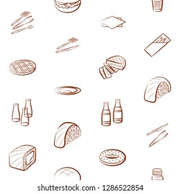 American food, Cutlery, Japanese food and Table setting set. Background for printing, design, web. Usable as icons. Seamless. Binary color.