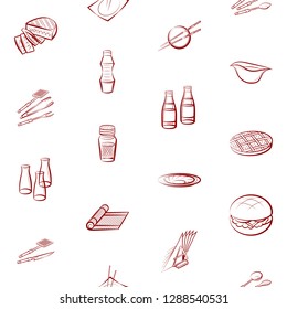 American food, Cutlery, Japanese food and Table setting set. Background for printing, design, web. Usable as icons. Seamless. Binary color.