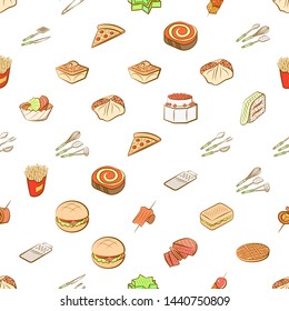 American food, Cutlery and Snacks set. Background for printing, design, web. Usable as icons. Seamless. Colored.