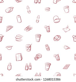 American food, Drinks, Japanese food, Seafood and Table setting set. Background for printing, design, web. Usable as icons. Seamless. Color.