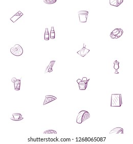 American food, Drinks, Japanese food, Seafood and Table setting set. Background for printing, design, web. Usable as icons. Seamless. Color.