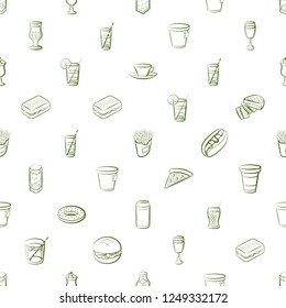 American food and Drinks set. Background for printing, design, web. Usable as icons. Seamless. Color.