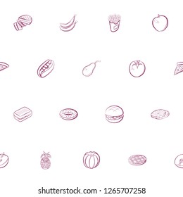American food and Fruits set. Background for printing, design, web. Usable as icons. Seamless. Color.
