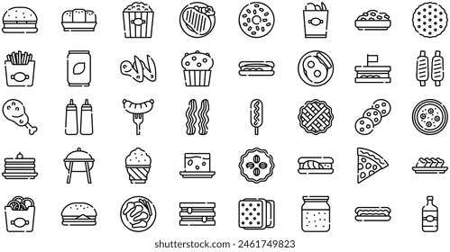 American Food Icons colección es una Ilustración vectorial con trazo editable.