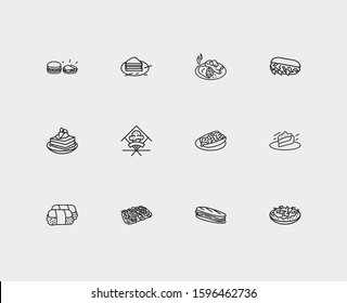 American food icons set. Arizona and american food icons with south carolina, utah and virginia. Set of seafood for web app logo UI design.