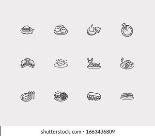 American food icons set. Arizona and american food icons with montana, alaska and alabama. Set of burrito for web app logo UI design.