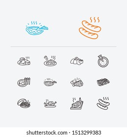 American food icons set. Delaware and american food icons with connecticut, kansas and wisconsin. Set of bakery for web app logo UI design