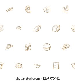 American food, Japanese food and Seafood set. Background for printing, design, web. Usable as icons. Seamless. Color.