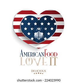 American food logo, heart flag, 