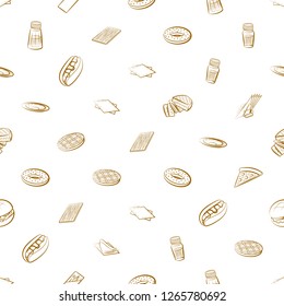 American food and Table setting set. Background for printing, design, web. Usable as icons. Seamless. Color.