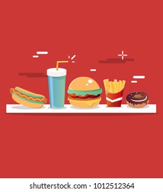 American foods Food.Vector Illustration.