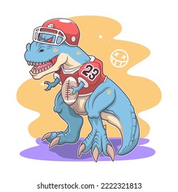 american foot ball dinosaur illustration vector design 