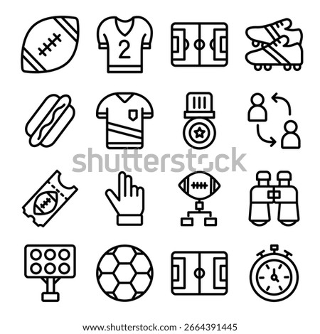 American Foot Ball Vector outline icon set 1