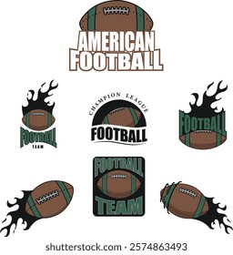 american footbaal logo black fire adn green color