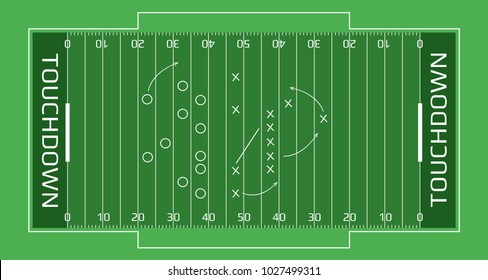 American footbal field vector sport illustration