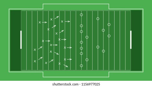 American footbal field vector sport illustration