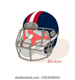 American footbal helmet with New England Patriots team colors. Template for presentation or infographics.