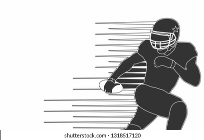 American Footbal Player, Line Art, Silhouette, Illustration,  Isolated