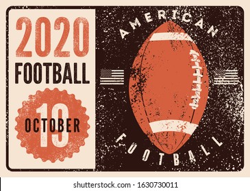 American Football 2020 typographical vintage style poster. Retro vector illustration.