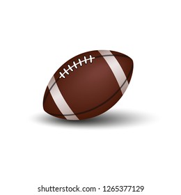 American football 3D ball isolated on white background, shadow.Vector illustration