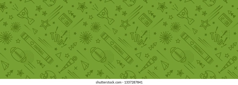 American football abstract background in green color. Seamless pattern for posers and banners. Vector illustration