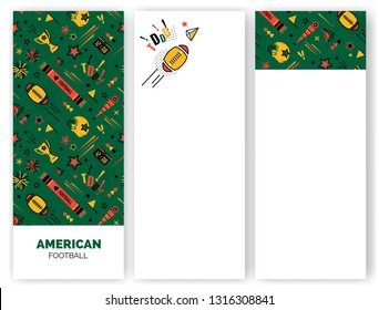 American football abstract banners in 80s memphis style. Seamless memphis pattern for posers and banners. Vector illustration