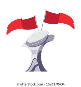 american football award with flags on white background vector illustration design